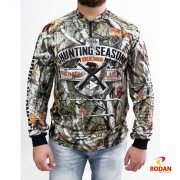 Camiseta sublimada Hunting Season - Tecido Dry Fit com proteção solar. Cód.3426