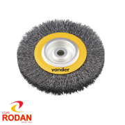 Escova circular 6" x 3/4" x 1/2" Escova circular 6" x 3/4" x 1/2" (152 mm x 19,1 mm x 12,7 mm) VONDER Cód- 500262